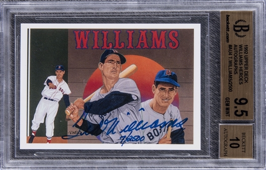 1992 Upper Deck Williams Heroes Autographs #AU4 Ted Williams Signed Card (#7/2500) - BGS GEM MINT 9.5/BGS 10